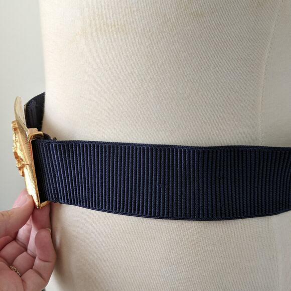 Belt Vintage Large Gold Eagle Buckle Shiny America - Picture 8 of 11